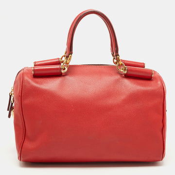 DOLCE & GABBANA Red Leather Miss Sicily Bowler Bag