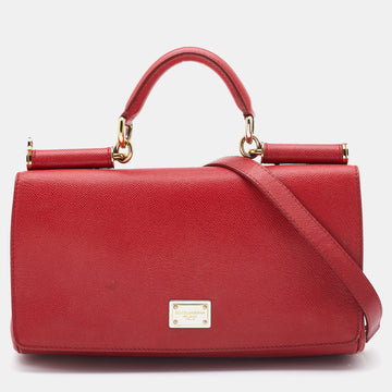 DOLCE & GABBANA Red Leather Flap Top Handle Bag
