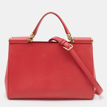 DOLCE & GABBANA Red Leather Double Handle Tote
