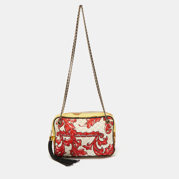 DOLCE & GABBANA Multicolor Quilted Printed Canvas Lily Glam Shoulder Bag
