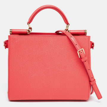 DOLCE & GABBANA Coral Pink Leather Miss Sicily Tote