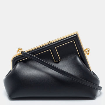 Fendi Black Leather Small Fendi First Shoulder Bag