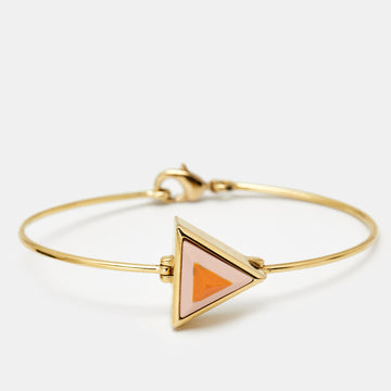 Fendi Pink/Orange Resin Rainbow Pyramid Gold Tone Bracelet S