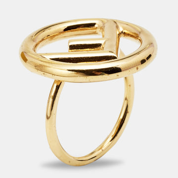 Fendi F Is Fendi Gold Tone Ring Size EU 59