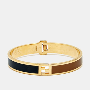 FENDI sta Bicolor Enamel Gold Tone Bracelet S