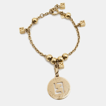 FENDI sta Indentification Gold Tone Bracelet