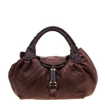 Fendi Brown Pebbled Leather Spy Bag