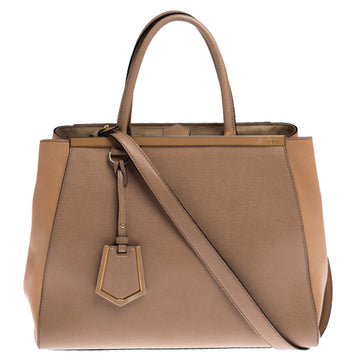 Fendi Beige Leather Medium 2Jours Tote