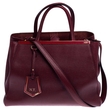 Fendi Burgundy Leather Medium 2jours Tote