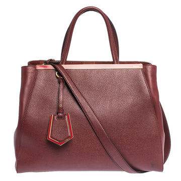 Fendi Burgundy Leather Medium 2jours Tote