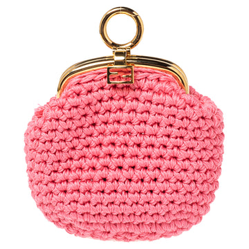 Fendi Pink Woven Fabric Framed Coin Purse