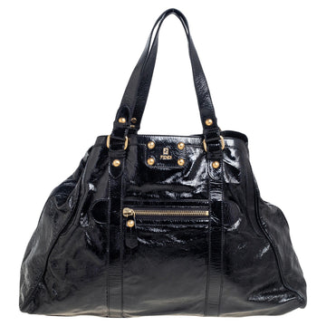 Fendi Black Patent Leather De Jour Tote