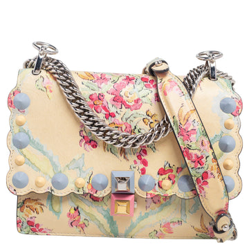 Fendi Multicolor Floral Print Leather Small Kan I Shoulder Bag