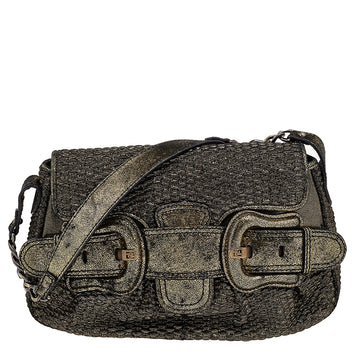 Fendi Metallic Gold Fabric Mini B Shoulder Bag