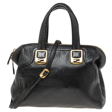 Fendi Black Pebbled Leather Small Chameleon Tote