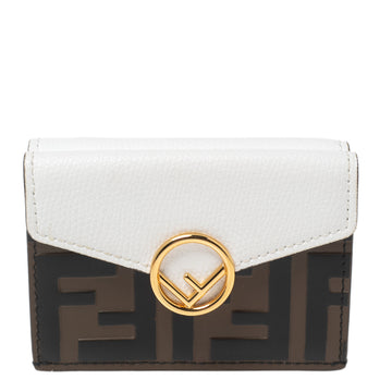 Fendi White/Brown Leather F is Fendi Trifold Wallet