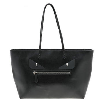 Fendi Black Leather Monster Roll Tote