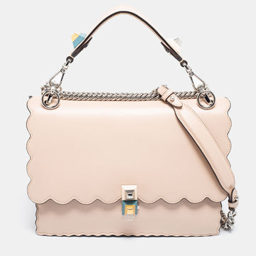 Fendi Light Pink Leather Kan I Scalloped Top Handle Bag