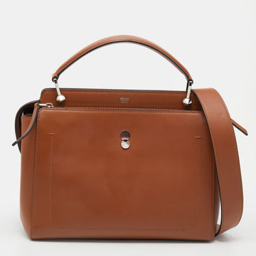 Fendi Brown Leather Dotcom Top Handle Bag