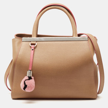 Fendi Beige/Pink Leather Small Elite Light Bulb 2Jours Tote