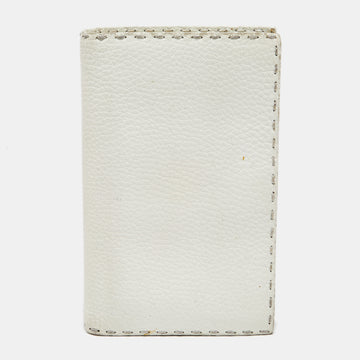 Fendi Off White Selleria Leather Zip Compact Wallet