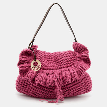 Fendi Pink Knit Chef Flap Bag