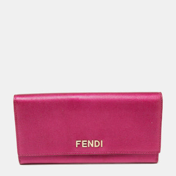 Fendi Fuchsia Leather Logo Flap Continental Wallet