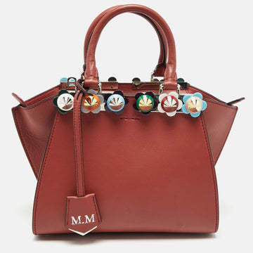 Fendi Rust Brown Leather Mini Studded 3Jours Tote