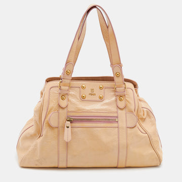 Fendi Beige Patent Leather De Jour Tote