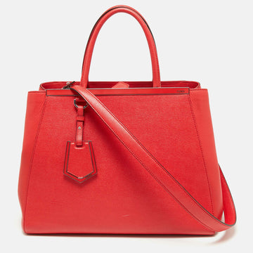 Fendi Coral Red Leather Medium 2Jours Tote