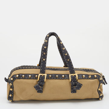 Fendi Beige/Black Canvas And Leather Duffel Bag