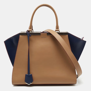 Fendi Beige/Blue Leather Petite 3Jours Tote