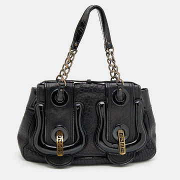 Fendi Black Patent And Leather B Shoulder Bag