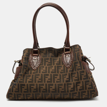 Fendi Tobacco Zucca Canvas and Leather Medium Chef De Jour Tote