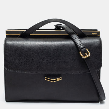 Fendi Black Leather Demi Jour Shoulder Bag