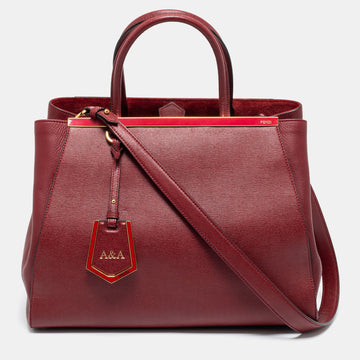 Fendi Burgundy Leather Medium 2jours Tote