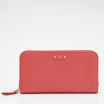 Fendi Coral Leather Crayons Zip Around Wallet