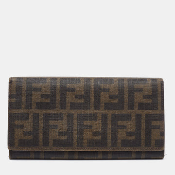 Fendi Tobacco Zucca Coated Canvas Flap Continental Wallet