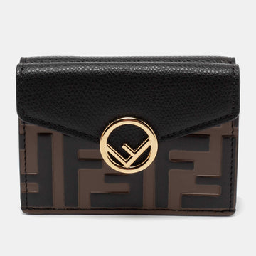 Fendi Brown/Black Zucca Leather F is Fendi Trifold Wallet