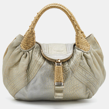 Fendi Gold Holographic Textured Leather Spy Hobo