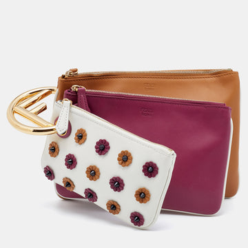 Fendi Multicolor Leather Triplette Clutch Bag