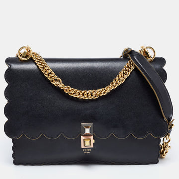 Fendi Black Leather Kan I Shoulder Bag