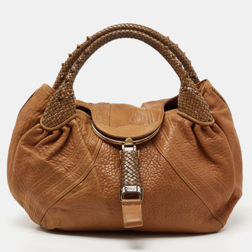 Fendi Brown Pebbled Leather Spy Bag