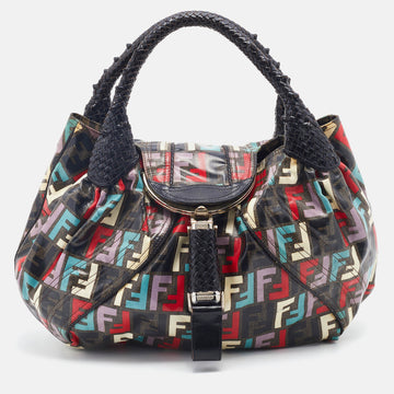 Fendi Multicolor Zucca Print Coated Canvas Spy Hobo Bag