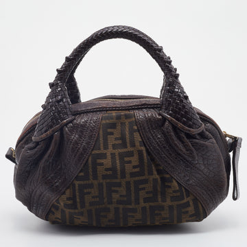 Fendi Brown Zucca Canvas And Leather Baby Spy Hobo