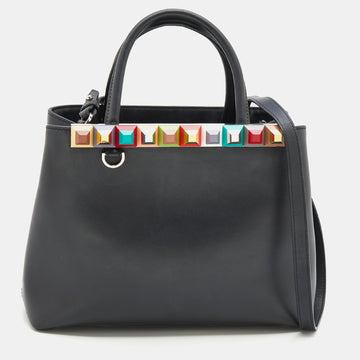 Fendi Black Leather Studded Petite 2Jours Tote