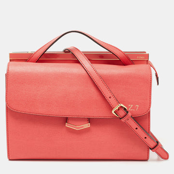 Fendi Pink Textured Leather Small Demi Jour Top Handle Bag