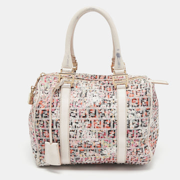 Fendi Multicolor Floral Print Canvas And Leather  Bauletto Boston Bag