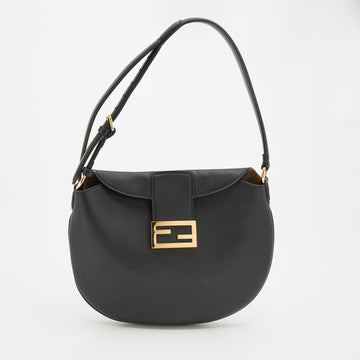 Fendi Black Leather Small Croissant Hobo