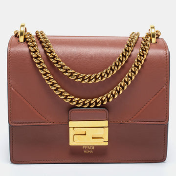 Fendi Brown Leather Small Kan U Shoulder Bag